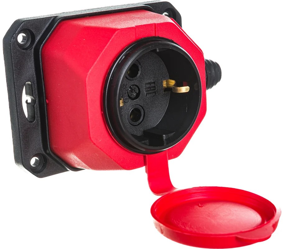 era-k-1e-red-ip44-16a-rubber-socket-open-front