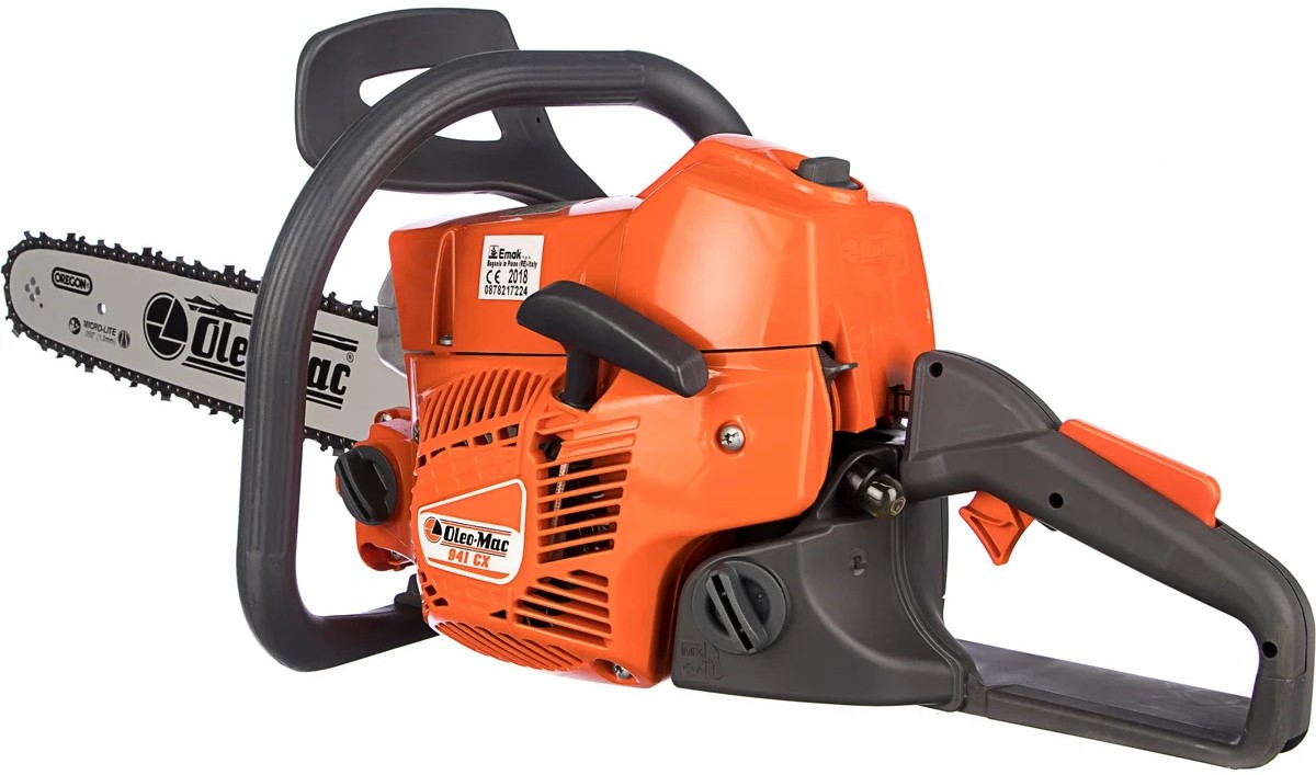 oleo-mac-941cx-gasoline-chainsaw-front-right-overall-view