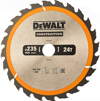 Диск пильный DWALT  CONSTRUCT d 235х30мм  Z=24 дерево с гвоздями