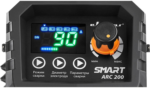 welding-inverter-svarog-arc-200-smart-z28303-black-control-panel-close-up