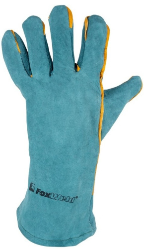 foxweld-green-split-leather-welding-gloves-front