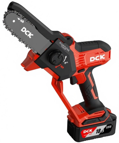 cordless-chain-saw-dck-kdcs20061-type-bdm-18v-4ah-angled-view