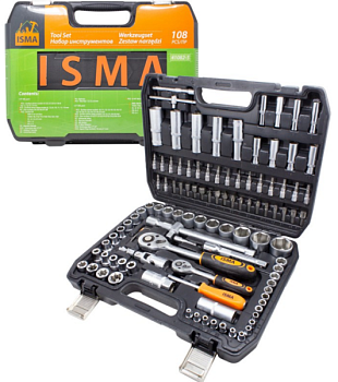 Набор инструмента ISMA 108 предметов 1/4", 1/2" (6ГР.)41082-5