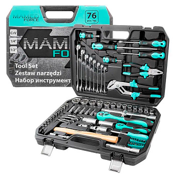 Набор инструмента MAMEDFORCE PROFI 76 предметов 1/4'' 1/2''
