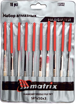 Набор надфилей алмазных 140х50х3мм 6шт MATRIX 15831