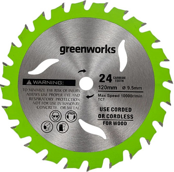 Диск пильный по дереву GREENWORKS 120х9,5мм Z24