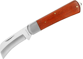 Нож электрика 120х45х10мм изогрутое лезвие деревянная ручка WORKPRO